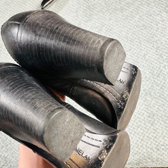 Vintage 90s/Y2K Black Leather Low Ankle Heeled Pointed Toe Classic Dress Boots - Picture 6 of 6